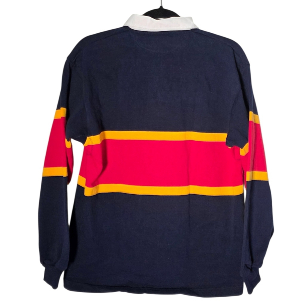 Barbarian Rugby Wear Queen’s University Rugby Shirt Small Navy Red Yellow Stripe - Picture 8 of 11